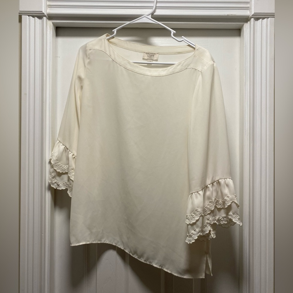 Loft cream blouse with sleeve detail